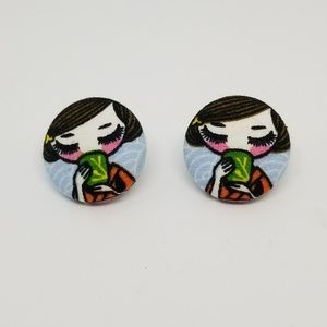 💥3for15!💥Adorable Fabric Button Earrings Girl